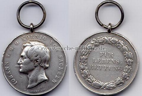 Sachsen Königreich - Silberne Medaille für Lebensrettung