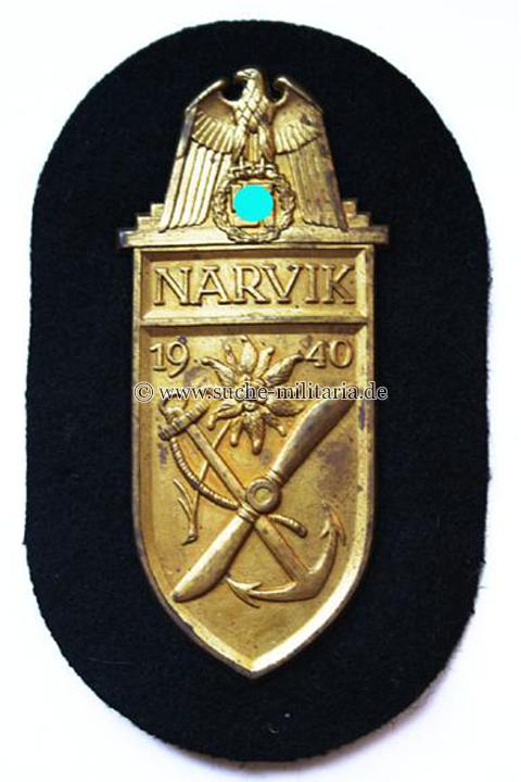 Ärmelschild 'Narvik 1940' in Gold - Kriegsmarine