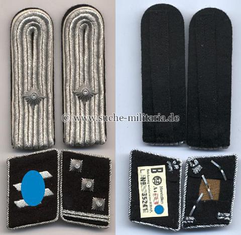 Paar Kragenspiegel und Schulterstücke für einen Obersturmführer der Waffen SS