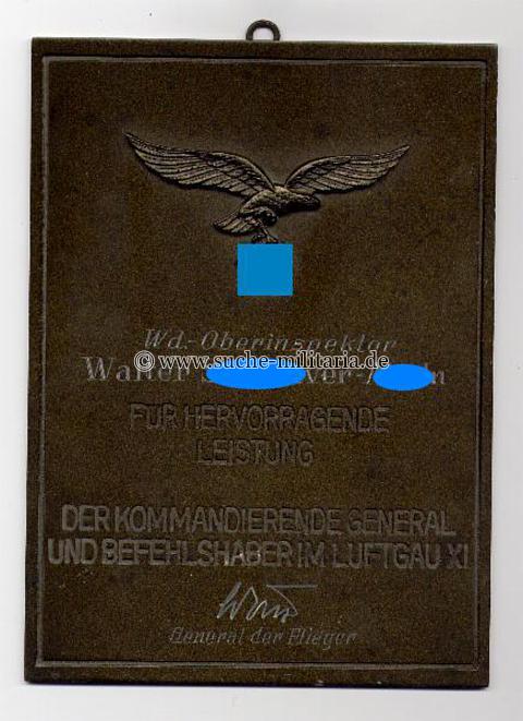 Plaketten und Schilde: Luftgau XI - Eisernes Ehrenschild (1940)