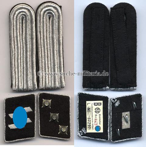 Paar Kragenspiegel und Schulterstücke für einen Untersturmführer der Waffen SS